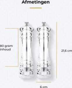 101Products Peper- & Zoutmolen Set - Acryl - Transparant - Verstelbare Maalgraad - Zeezout én Kruidenmixes 17 101Products Peper- & Zoutmolen Set - Acryl - Transparant - Verstelbare Maalgraad - Zeezout én Kruidenmixes -Kookgerei Koning Verkoop 986x1200 1