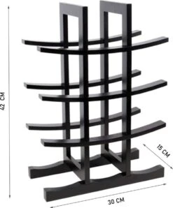 Q-Living Wijnrek - Wijnrek Design - Flessenrek - Wijnfleshouder - Wijnflessenrek - Zwart Bamboe - 12 Flessen -Kookgerei Koning Verkoop 993x1200 3
